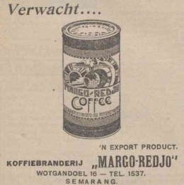 Iklan koran tentang Margo-Redjo di De Locomotief tahun 1948 (sumber: delpher.nl)