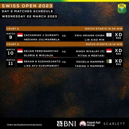 Jadwal tanding hari ini bagian 12 (Foto Facebook.com/Badminton Indonesia) 