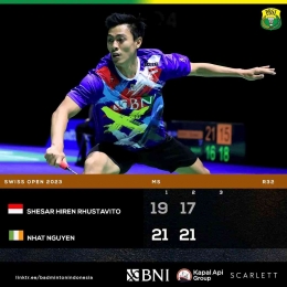 Shesar juga sama dua kalah di babak satu yakni di All England dan Swiss Open. (Foto Facebook.com/Badminton Indonesia) 