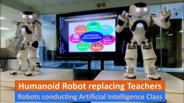 Robot Humanoid mengajar materi tentang AI (Dok. YouTube)