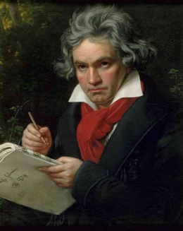Lukisan potret  Beethoven hasil Joseph Karl Stieler yang diselesiakan tahun 1820. Photo:  Beethoven-Haus Bonn 