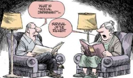 Karikatur Darwinisme sosial, yang paling kaya yang bertahan. Sumber: philosophersforchange.org