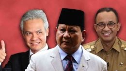 Tiga nama yang muncul dalam berbagai survei Ganjar Pranowo, Prabowo Subianto, dan Anies Baswedan (sumber: tim infografis detik.com)