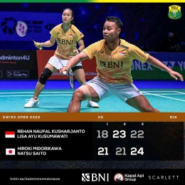 Sayang sekali Rehan/Lisa kandas di babak kedua lawan Jepang (Foto Facebook.com/Badminton Indonesia) 