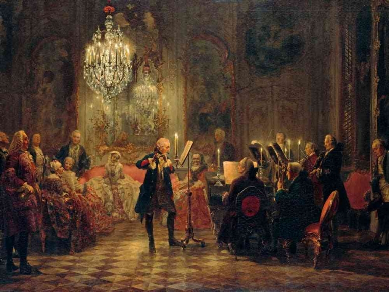 Frederick yang Agung Bermain Flute di Sanssouci (Dok. Wikimedia Foundation)