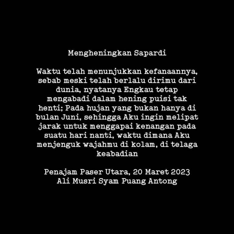 Puisi Mengheningkan Sapardi/ Dokpri @ams99 By. TextArt
