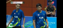 Fisik Alfian/Ade juga menurun karena bermain rubber di semifinal (Bidik Layar YouTube.com/Truc Tiep Cau Long) 