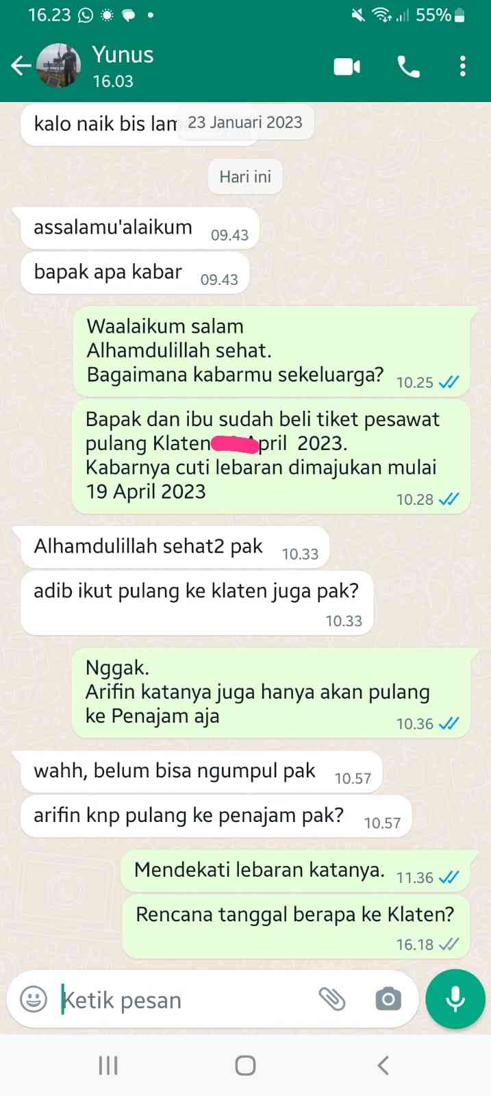 Tangkapan layar chat dengan Yunus (dokpri)