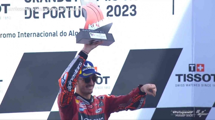 Peco Bagnaia juara MotoGP Portugal 2023. Sumber: @MotoGP