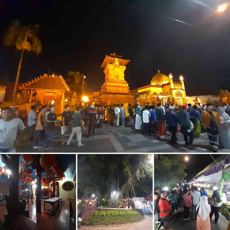 Kolase Masjid Menara Kudus, Kelenteng Hok Ling Bio, Taman Menara Kudus, Suasana Dhandhangan (Dok. Pribadi)