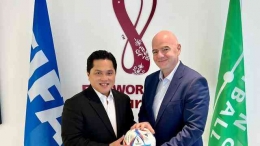 Ketua Umum PSSI Erick Thohir dan Pesiden FIFA Gianni Infatino (foto : Istimewa)