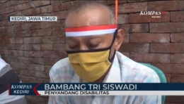 Bambang Tri Siswadi, warga Penyandang Disabilitas penerima vaksin Covid-19 di Kediri I Sumber Foto: Kompas TV