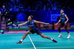 Fajar Alfian/Muhammad Rian Ardianto yang merupakan juara All England 2023 ambil bagian di Spain Masters 2023: dok PBSI via Kompas.com