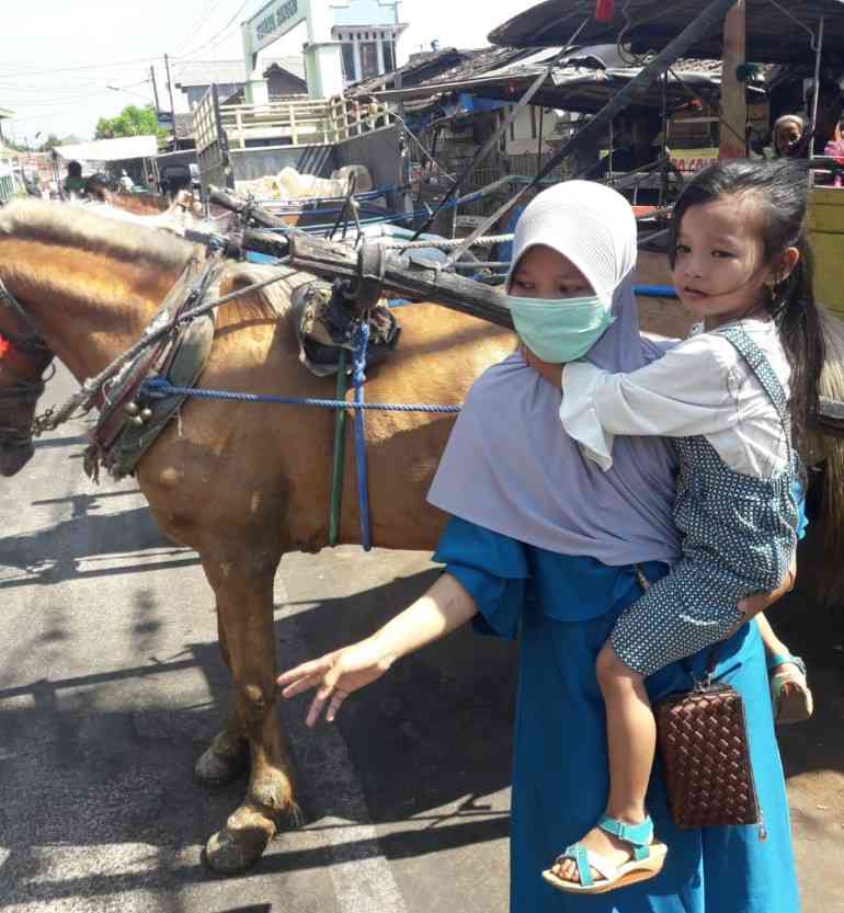 Adek dan ponakan saat akan berbelanja di Pasar Jepara (dokpri 2017)