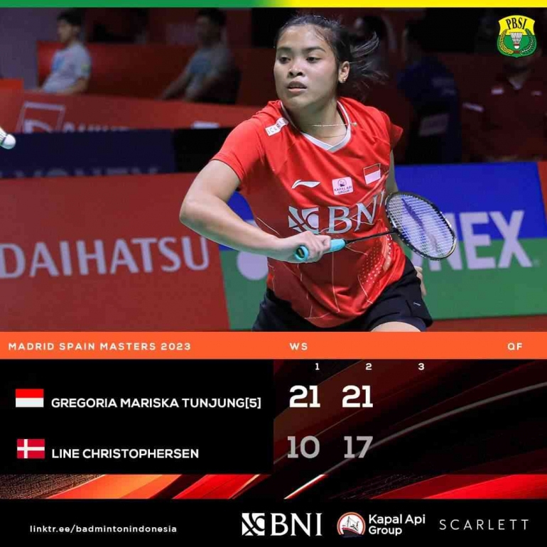 Kemenangan Gregoria atas Line (Foto Facebook.com/Badminton Indonesia)