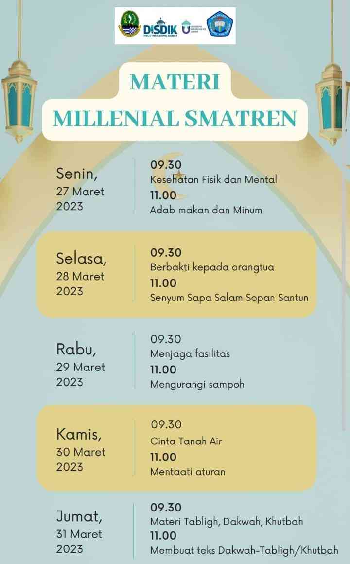 Jadwal Smart Tren Ramadhan  (Sumber gambar : Sri Erna Mulyawati, S.Pd. Wakil Kepala SMAN 1 Rancaekek Bidang Kurikulum)