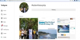 Tangkapan layar tagar KOLOM History Trip di Instagram. SS Pribadi