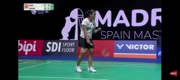 Mariska Tunjung melakukan gebrakan di Spain Masters (Bidik Layar YouTube.com/BWF TV) 