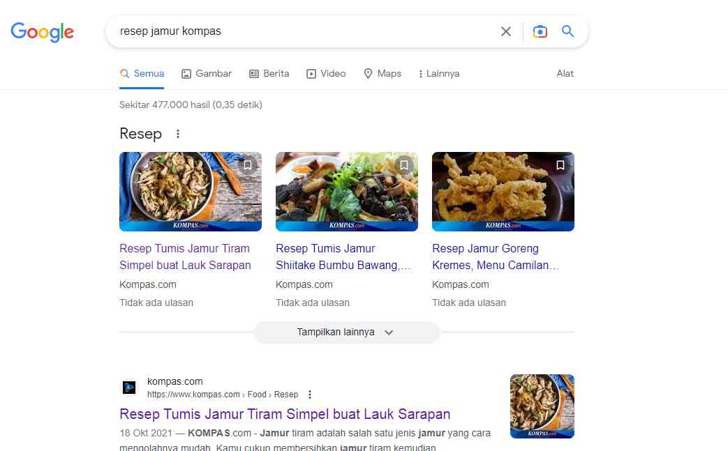 Resep di kompas.com juga jadi rujukan. | Foto tangkap layar pribadi dari Google.