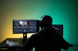 Ilustrasi lelaki sedang duduk depan komputer ketika mengedit video/pexels.com