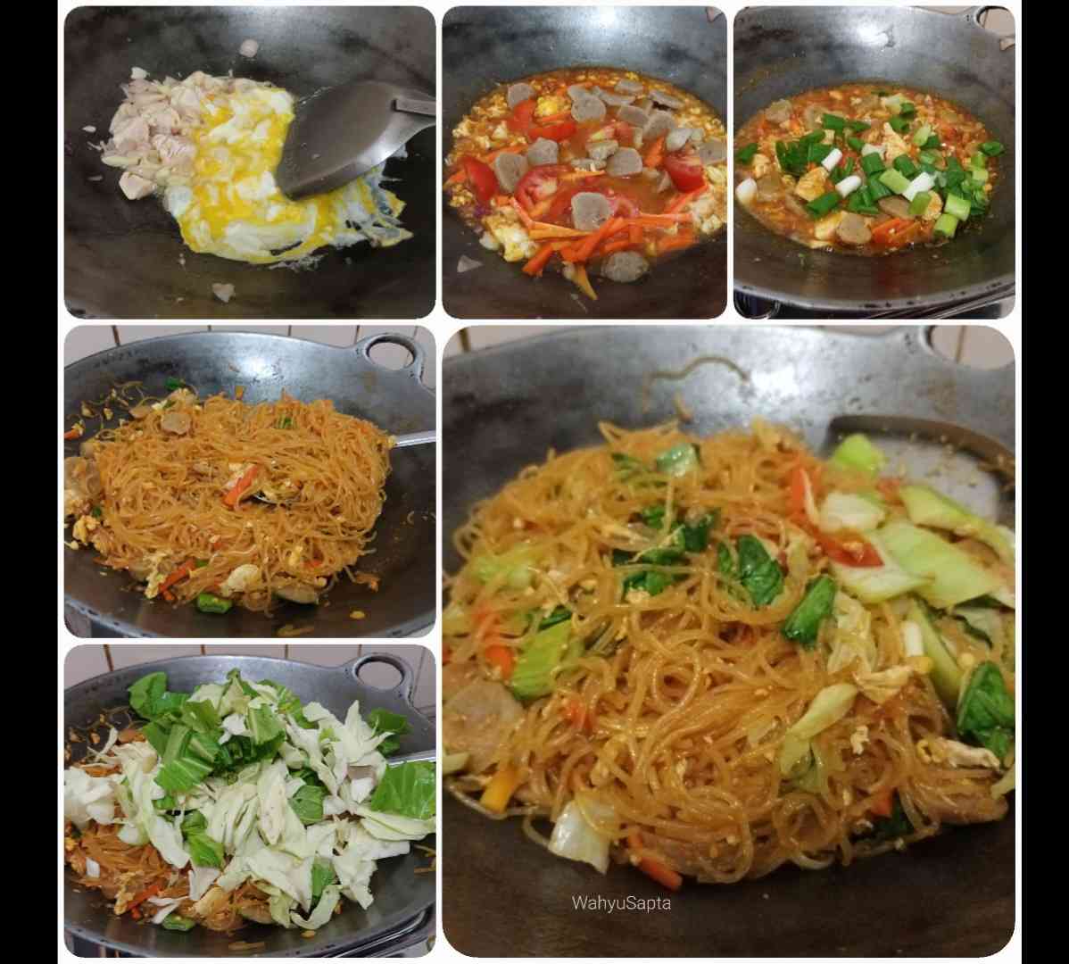 Cara memasak bihun goreng step by step. | Foto: Wahyu Sapta.