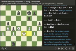 Screenshoot diambil dari: https://www.chess.com/news/view/fide-world-chess-championship-2023-game-1