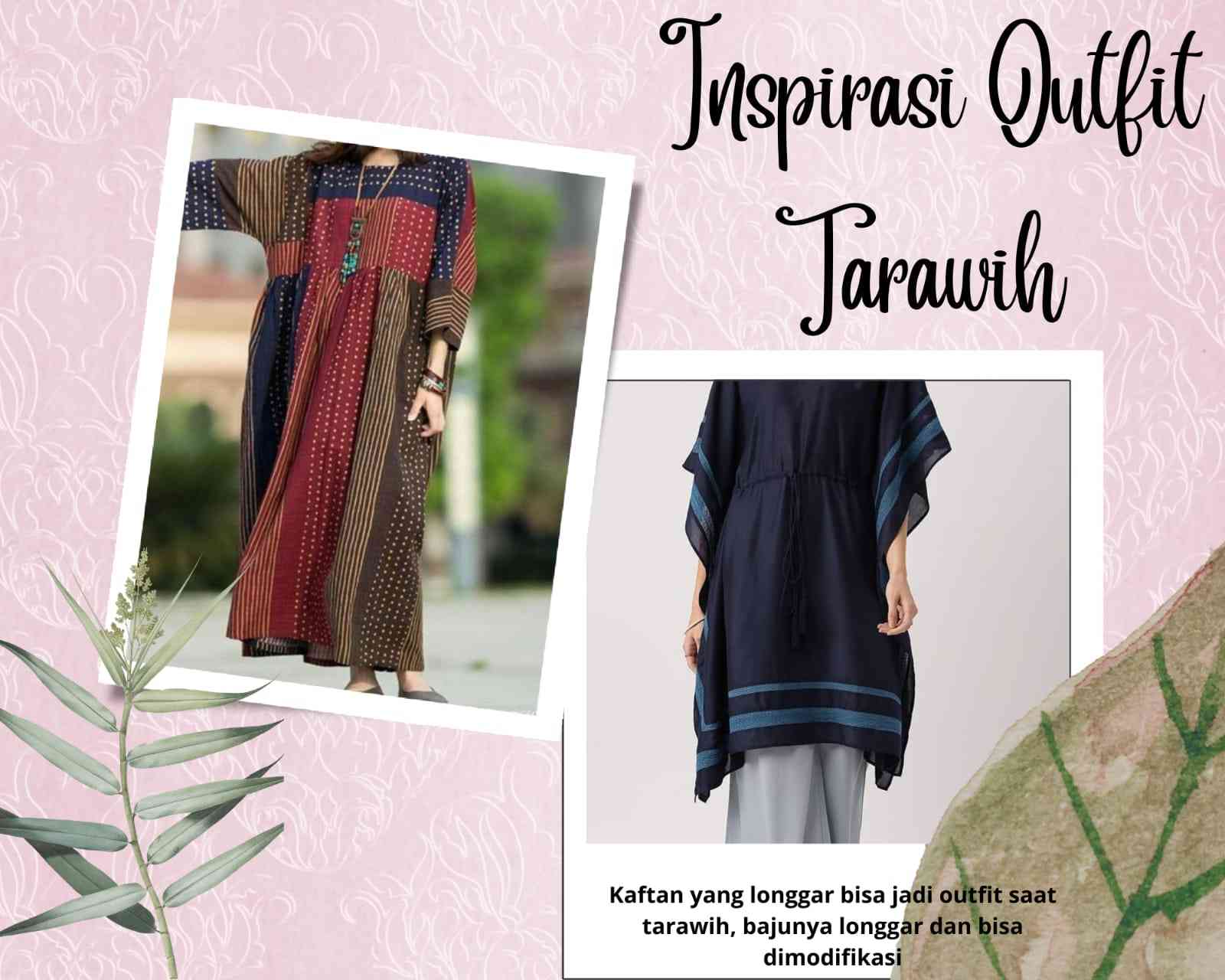 Kain kaftan bisa jadi pilihan outfit tarawih, pilih yang adem (sumber gambar: pinterest.com/dhea cintya dan simple kurti designs) 