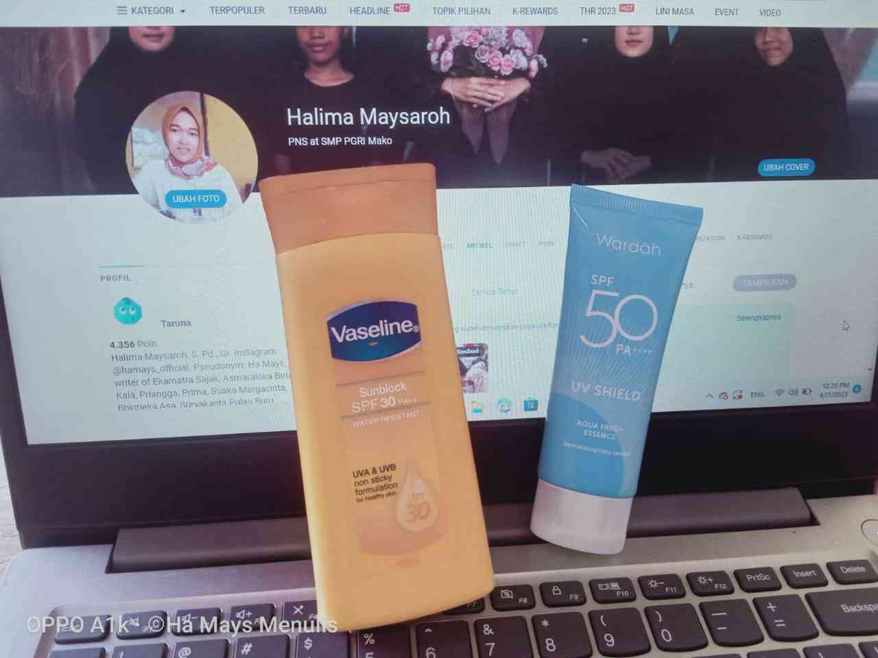 Sunblock dan sunscreen untuk melindungi kulit selama berpuasa. Dok. pribadi