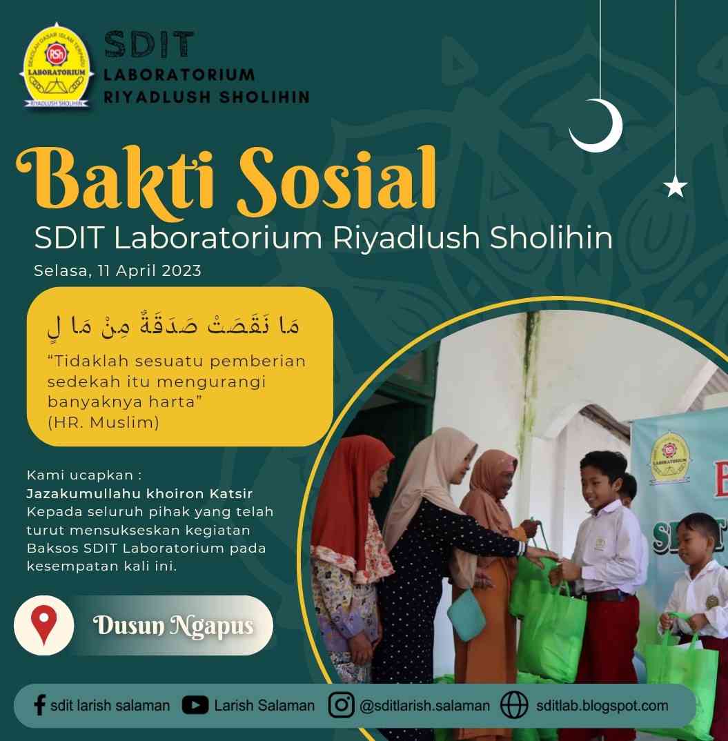 Praktik peduli sesama, penyerahan bantuan sembako kepada masyarakat yang membutuhkan oleh siswa SDIT Larish. Dok.SDIT Larish