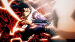 Aksi Bsrou dalam anime Blue Lock episode 18. | Foto: sportskeeda.com