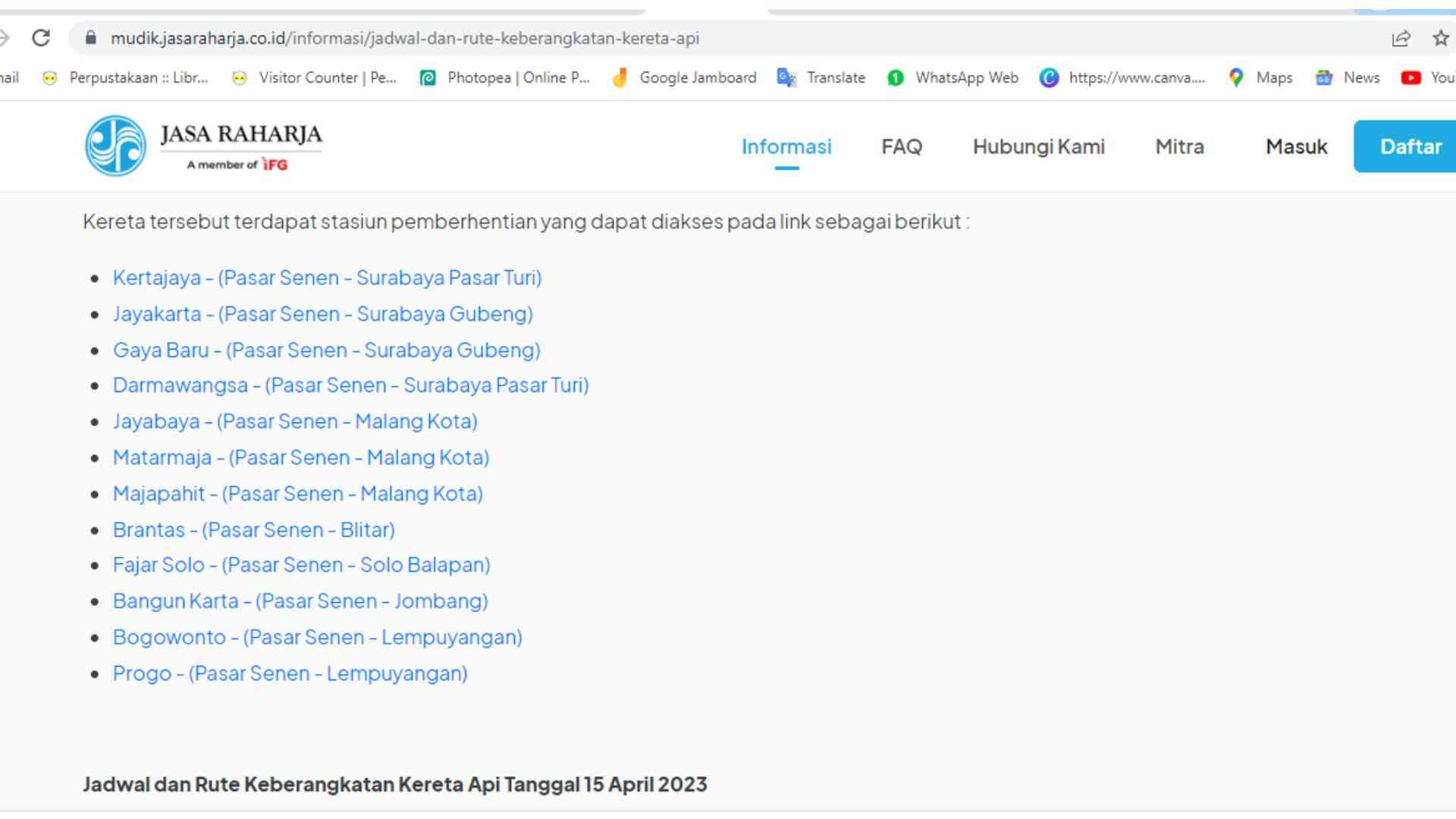 Sumber: https://mudik.jasaraharja.co.id/informasi/jadwal-dan-rute-keberangkatan-kereta-api