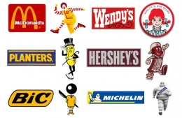7 pedoman utama merancang maskot perusahaan (Sumber gambar: Kolase dokumentasi McDonal's, Wendy's, Planters, Hershey's, BIC, dan Michelin)