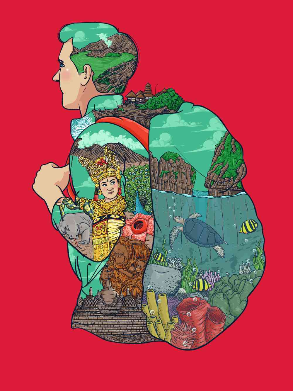 Ilustrasi wisata Indonesia via Behance.net