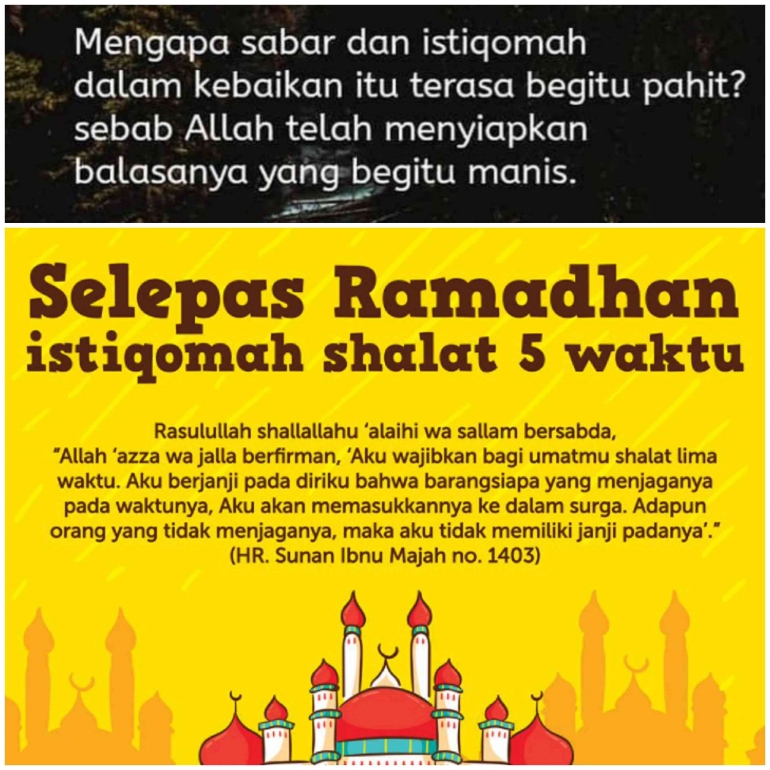 Istiqomah, Sabar dan Solat Tiga Produk Puada Ramadhan. Sumber foto : ummah.id