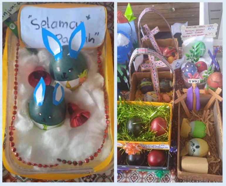 Kreasi lain dari telur hias anak sekolah minggu kelas besar. (Foto: Erry Yulia Siahaan/Dokumentasi pribadi)