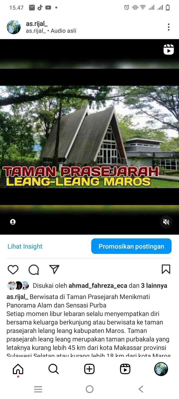 tamanprasejarah,sumber foto; unggahan di Instagram @as_rijal