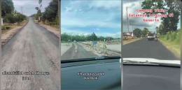 Rusaknya jalan di Lampung viral di medsos, baru dibangun | foto: IG/indozone.id