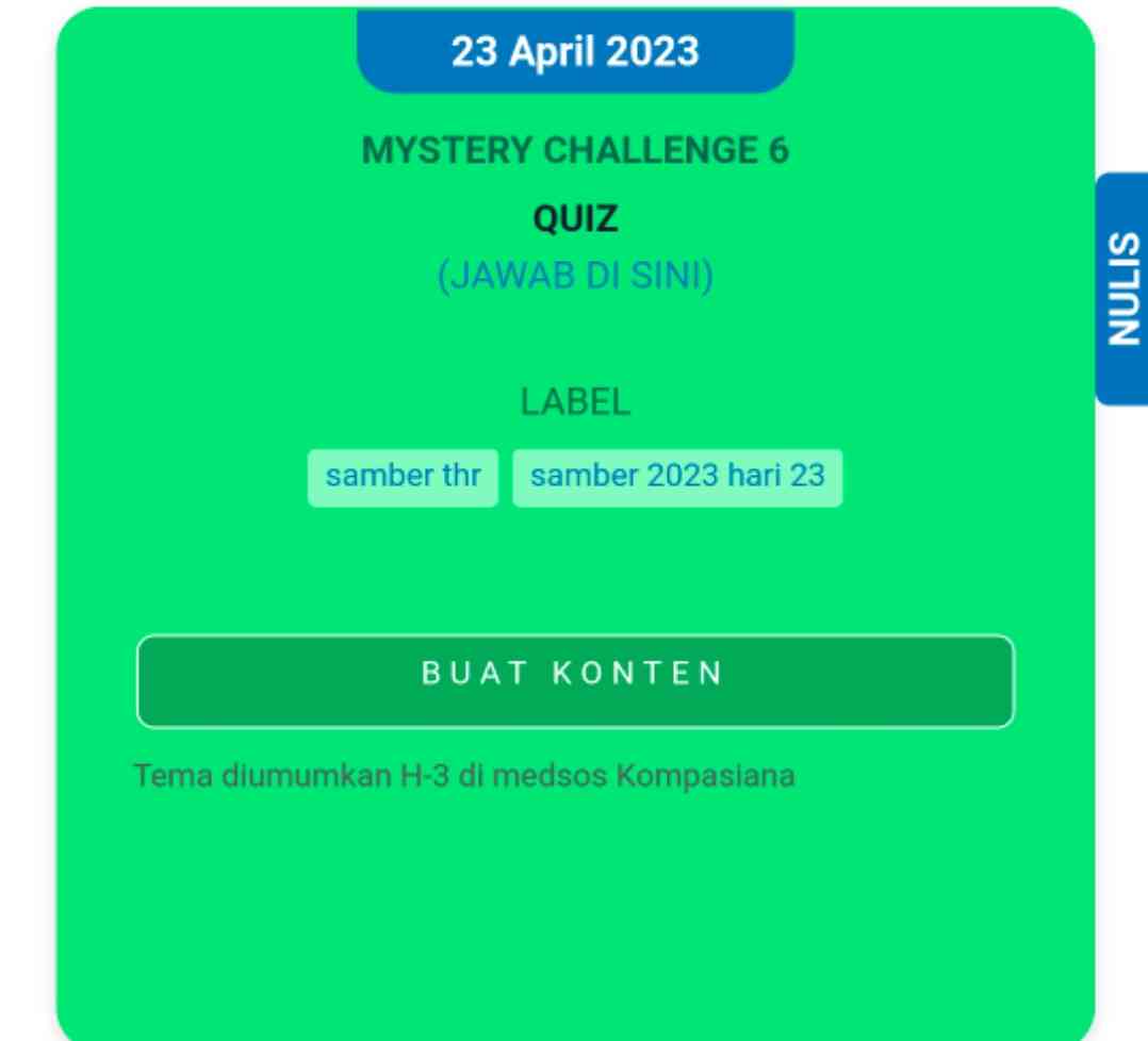 Tantangan hari ini bagi Kompasianer (Dok. Kompasiana.com) 