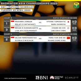 Jadwal main besok (Foto Facebook.com/Badminton Indonesia) 