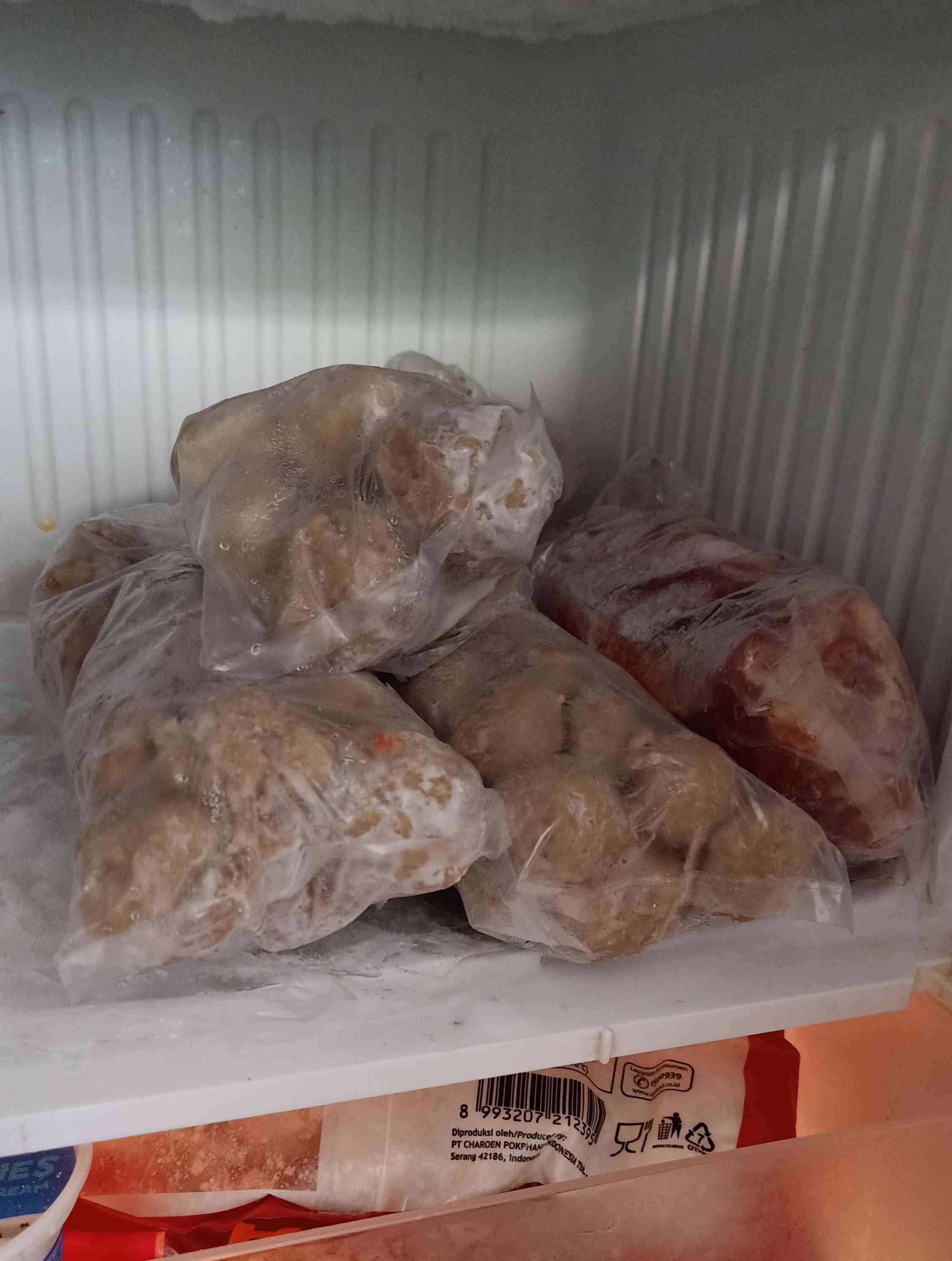 Menyimpan baso di freezer. Foto dokpri