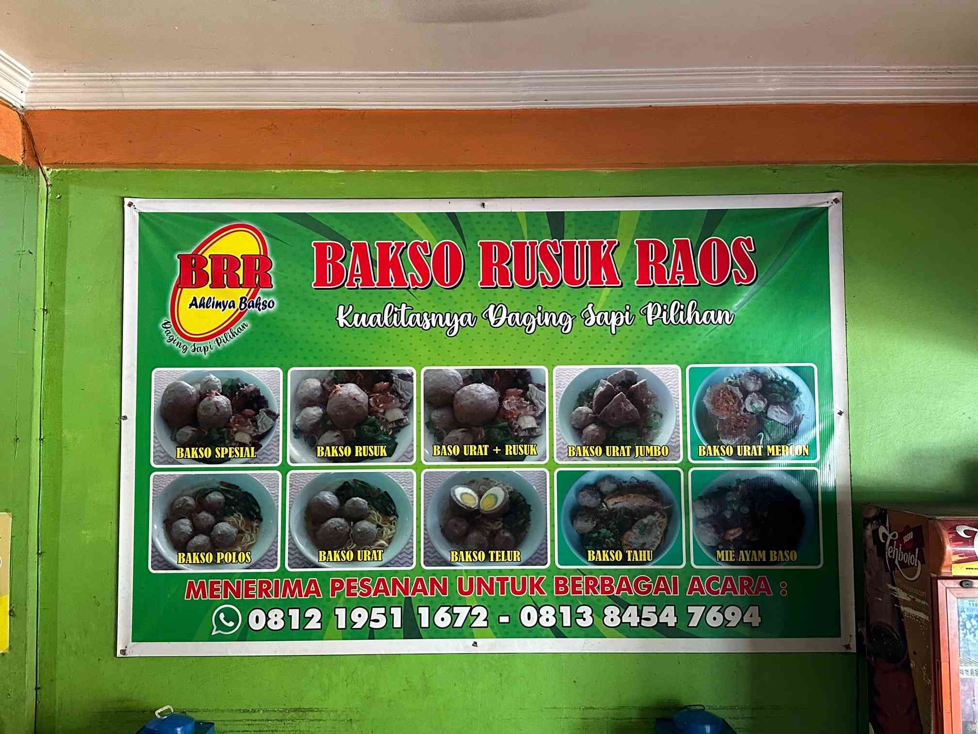 Pilihan menu bakso di Kedai Bakso Rusuk Raos. (sumber: dokumentasi pribadi)