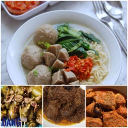 Bebetapa makanan olahan daging : Bakso, Sate, Rendang dan asam padeh daging. Sumber foto : cookpad.com