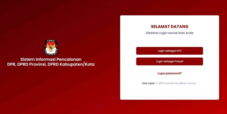 Dasboard Aplikasi Sistem Informasi Pencalonan DPR, DPRD Provinsi, DPRD Kabupaten/Kota. (Silon.kpu.go.id)