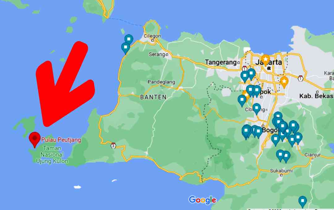 Lokasi Pulau Peucang/Gambar: Tangkapan Layar Google Map