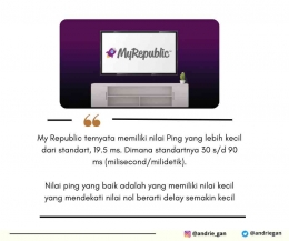 MyRepublic memiliki nilai Ping yang baik I Sumber Foto : dokpri
