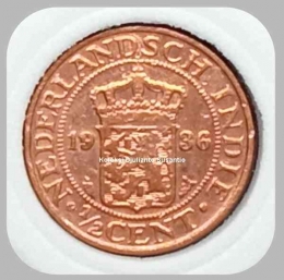 Koin 1/2 cent keluaran 1936 (Dokpri)