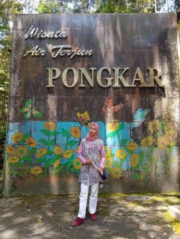 poto dengan latarbelakang nama Wisata Air Terjun Pongkar (dokpri)