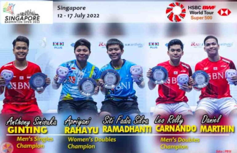 Skuad Indonesia di Singapore Open 2023 (Foto Facebook.com/Badminton Wonder Fans - New Bwf/Muh. Fadli via PBSI) 