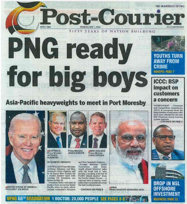 Berita rencana pertemuan Joe Biden dan pemimpin negara negara kepulauan Pasifik di Port Moresby Papua Nugini (Sumber:Post-Courier)