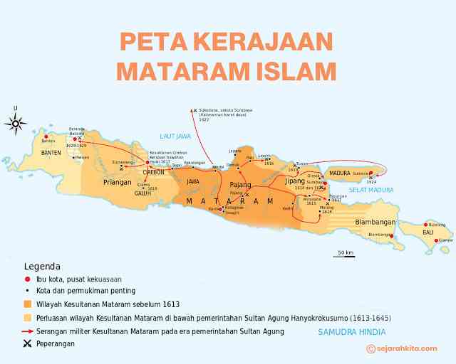 Peta Kesultanan Mataram (Sumber gambar: Sejarahkita.com)